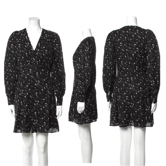 TED Baker Gemmi Long Puff Sleeve V Neck Ruffle Hem Pockets Shift Mini Dress NEW - Picture 8 of 14